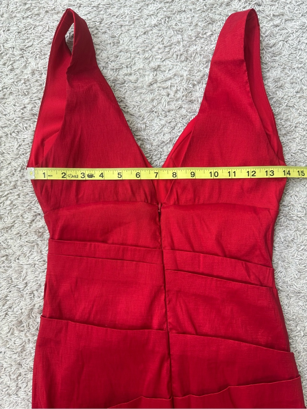 Cache Red V-Neck Sleeveless Satin Bodycon Dress - Picture 9 of 12